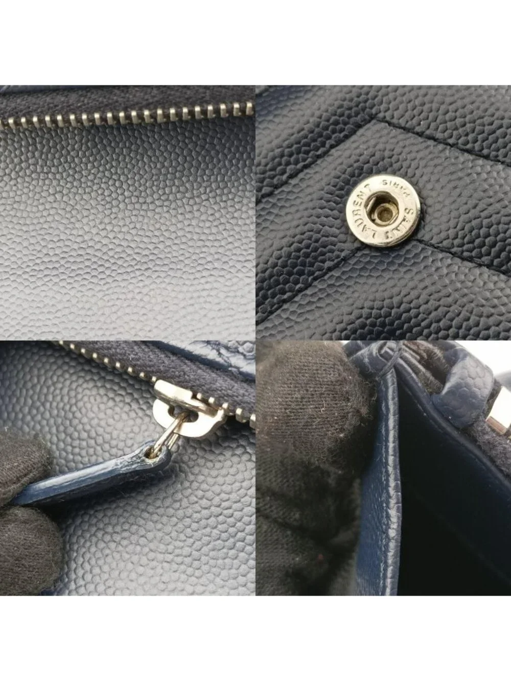 Saint Laurent Monogram Navy Caviar Leather Shoulder Bag